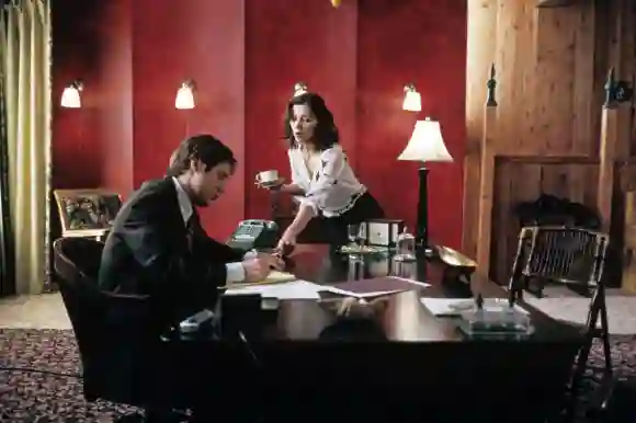Maggie Gyllenhaal and James Spader in "Secretary"