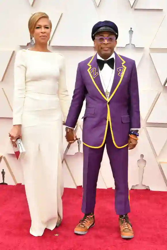 Spike Lee and Tonya Lewis Lee attend the red carpet event for the 92nd Academy Awards on Februrary 9, 2020.