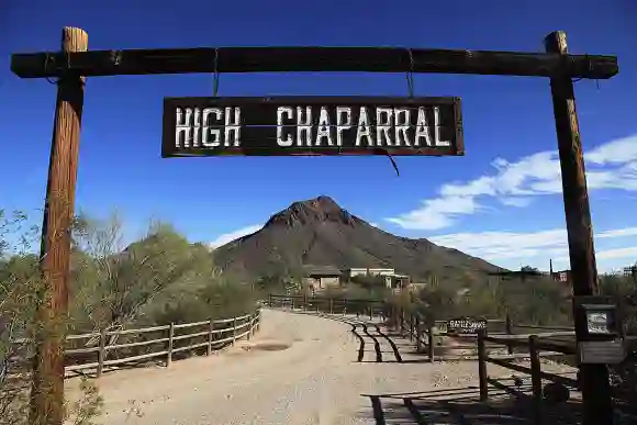 The entrance of the High Chaparral film set in Old Tucson Studios. Tucson. Arizona. USA (Bruce Bi)