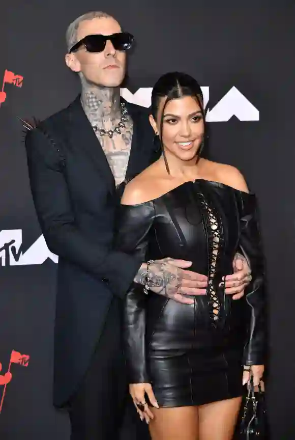 Travis Barker and Kourtney Kardashian arrive for the 2021 MTV Video Music Awards
