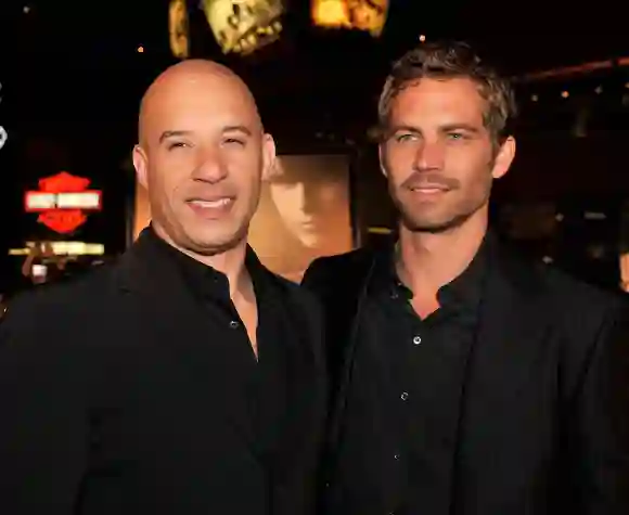 Vin Diesel y Paul Walker llegan al estreno de "Fast &amp; Furious" de Universal celebrado en los cines Universal CityWalk.