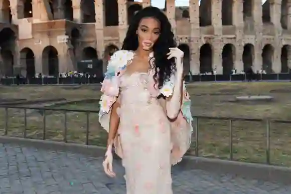 Winnie Harlow attends the Cocktail at Fendi Couture.