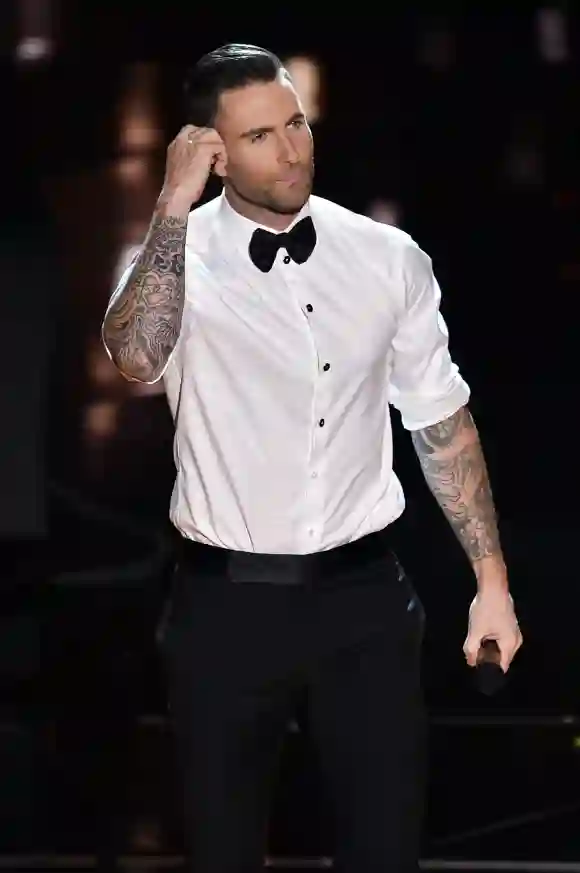 Adam Levine of Maroon 5 performs "Lost Stars" from "Begin Again" onstage during the 87th Annual Academy Awards at Dolby Theatre on February 22, 2015 in Hollywood, California