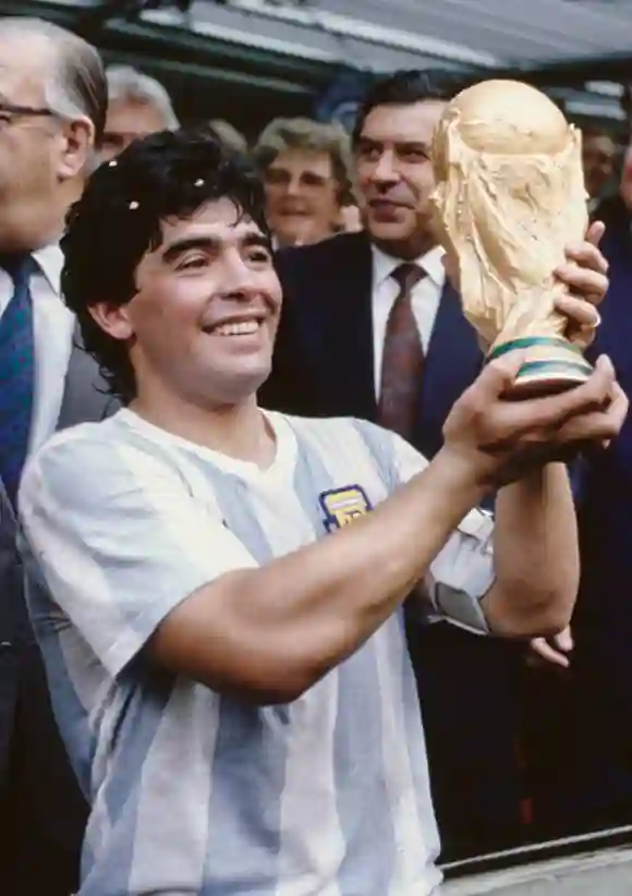 Argentina Captain Diego Maradona with Trophy 1986 FIFA World Cup Final