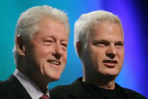 Former U.S. President Bill Clinton and Hollywood mogul Steve Bing on September 21, 2010.