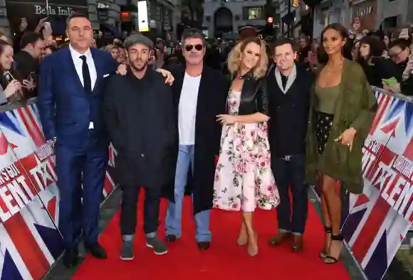 David Williams, Ant McPartlin, Simon Cowell, Amanda Holden, Declan Donnelly and Alesha Dixon arriving at the 'Britains Got Talent' London Auditions 2018.