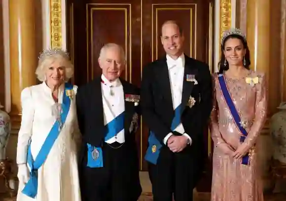 Queen Consort Camilla, King Charles III, Prince William and Princess Kate
