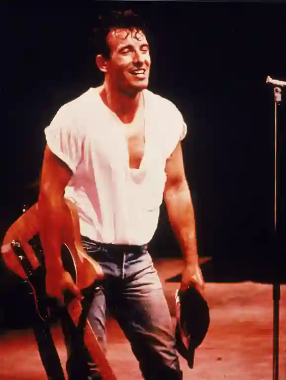 Bruce Springsteen during a concert in the 1980s