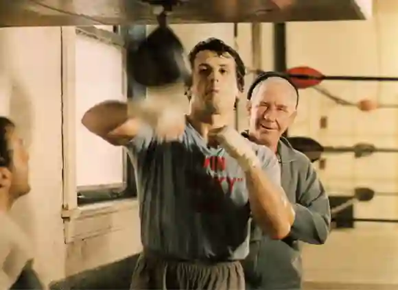Sylvester Stallone and Burgess Meredith in 'Rocky'