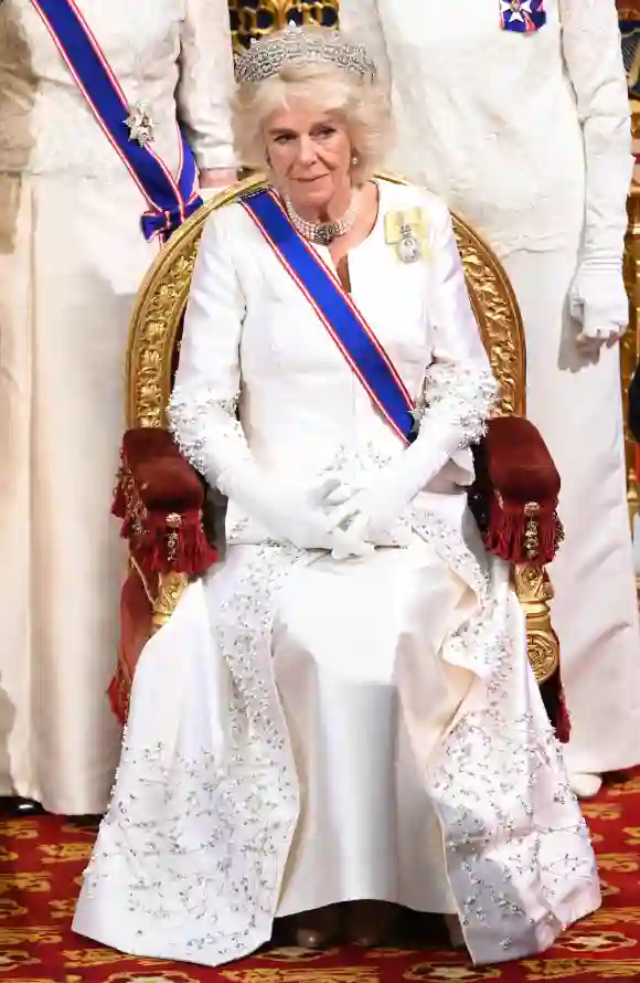 Camilla, duchesse de Cornouailles pendant le discours de la reine lors de l'ouverture du Parlement au palais de Westminster le 14 octobre 2019 à Londres, en Angleterre.