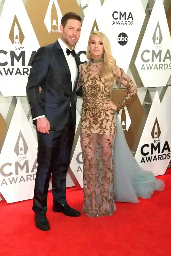 Mike Fisher and Carrie Underwood attend the 53rd annual CMA Awards at the Music City Center on November 13, 2019