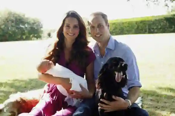Duchess Catherine, Prince William, Prince George, Lupo and Tilly