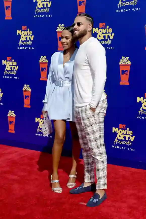 Cory Wharton and Cheyenne Floyd attend the 2019 MTV Movie and TV Awards at Barker Hangar on June 15, 2019 in Santa Monica, California.