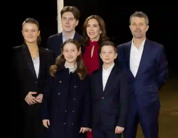 Danish royal family with Prince Mary, Prince Frederik, Prince Christian and Prince Isabella and Prince Vincent and Prince Josephine on February 6, 2022