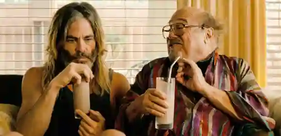 Chris Pine and Danny DeVito USA. Chris Pine and Danny DeVito in a scene from (C)Vertical Entertainment new film: Poolman