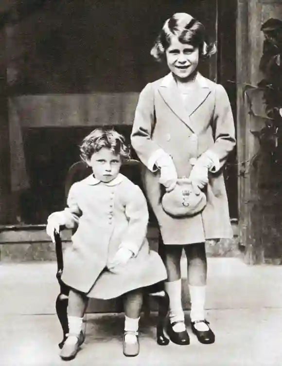 Queen Elizabeth II and Princess Margaret as children