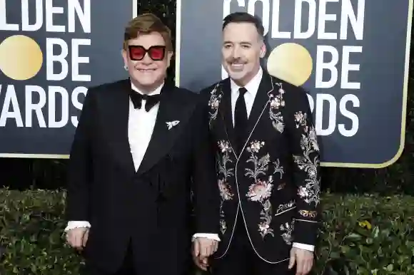 Elton John and David Furnish at the Golden Globes 2020