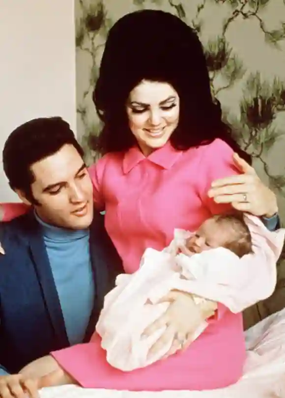 Elvis Presley, Priscilla Presley and Lisa Marie Presley 1968