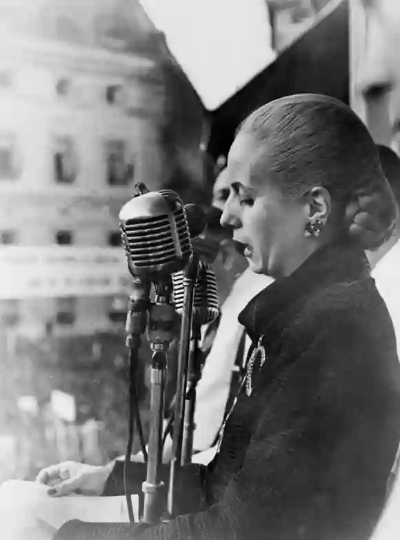 Eva Perón en un mitin