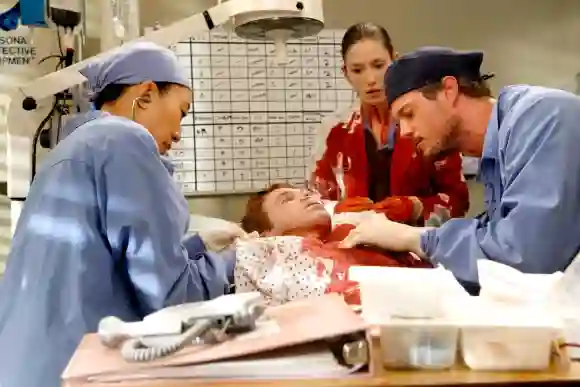 "Cristina Yang," "Lexie Grey," and "Mark Sloan" in 'Grey's Anatomy'