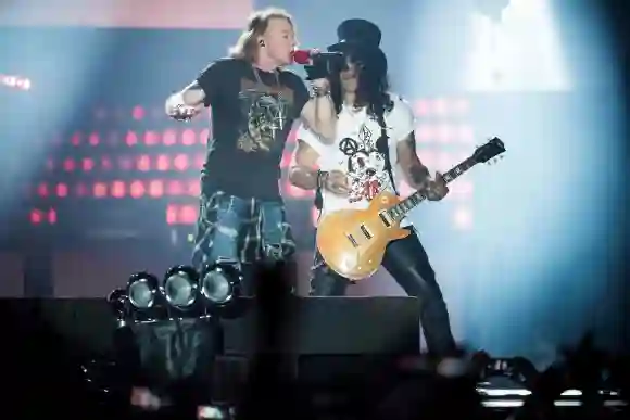 Axl Rose and Slash of Guns N' Roses in concert on June 27, 2017