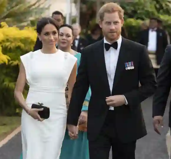 The Duke and Duchess of Sussex attend a state dinner at the Royal Residence in Tonga