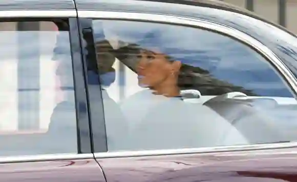 Duchess Meghan in the car on the day of Queen Elizabeth II's funeral.