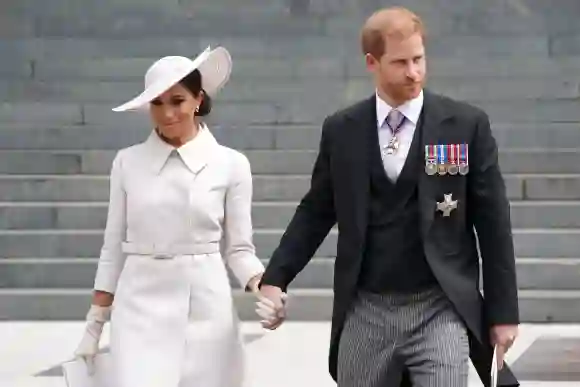 Duchess Meghan and Prince Harry at the 70th jubilee of the British Queen, Elizabeth II, in Great Britain
