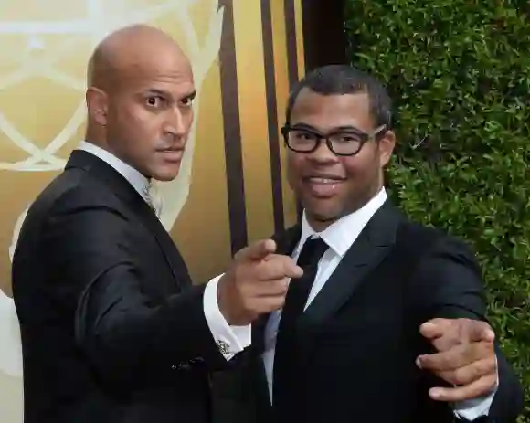 Comedy duo Keegan Michael Key L and Jordan Peele attend the Creative Arts Emmy Awards at Microsoft