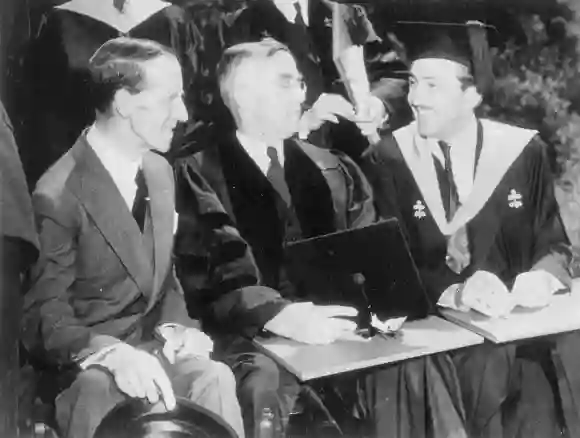 Walt Disney and lord tweedsmuir receive Harvard Degrees Walt Disney creator of Mickey Mouse and