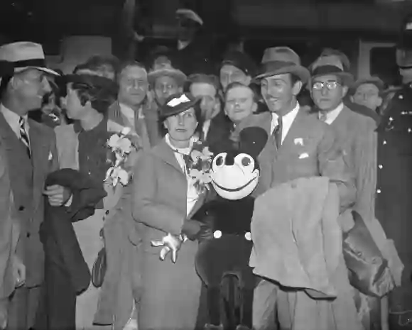 Walt Disney creator of Mickey Mouse and mrs Disney on their arrival from America 12 June 1935 P