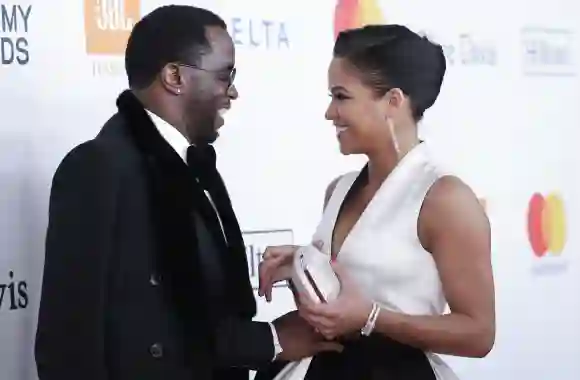 Cassie Ventura and Sean Diddy Combs arrive on the red carpet at the Clive Davis and Recording Academ