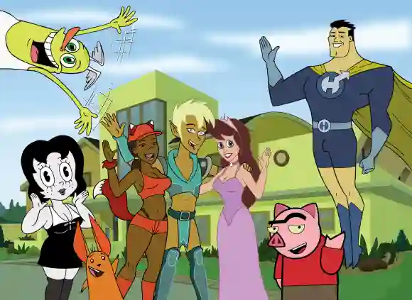 DRAWN TOGETHER, Wooldoor-Sockbat, Toot, Ling-Ling, Foxxy Love, Xandir, Clara, Spanky Ham, Captain Hero, 2004-08. Comédie