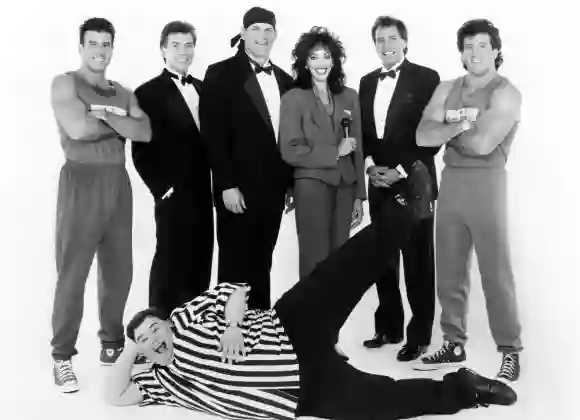 THE GRUDGE MATCH, (top, from left): Pete Steinfeld, Michael Buffer, Jesse The Body Ventura, Paula McClure, Steve Albert,