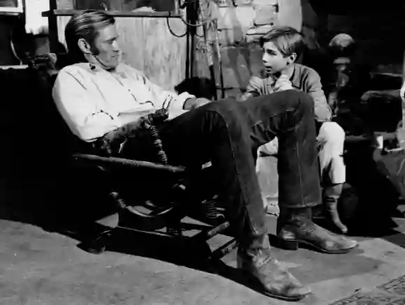 Chuck Connors and Johnny Crawford in 'The Rifleman'