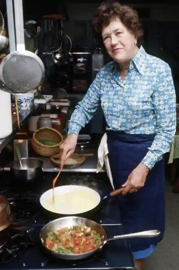 Julia Child, in the kitchen, circa late 1980s-early 1980s. ph: Peter Southwick / TV Guide / courtesy Everett Collection