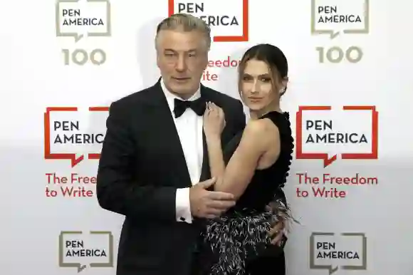 Alec Baldwin and his wife Hilaria Baldwin attend the 2023 PEN America Literary Gala at American Museum of Natural Histor