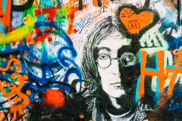 Prague,  Czech  Republic  -  October  10,  2014:  Famous  place  in  Prague  -  The  John  Lennon  W