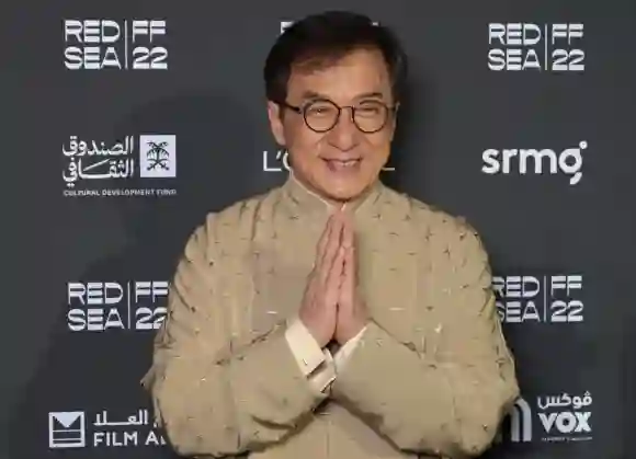 Closing Of Red Sea Film Festival - Jeddah Actor Jackie Chan poses on the Red Carpet during the closing ceremony of the s