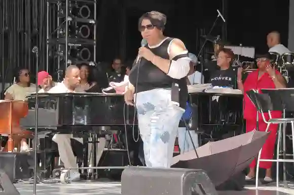 at the sound check rehearsal for Aretha s concert at the Greek Theatre, Los Angeles, CA. 09-17-04 Aretha Franklin at the