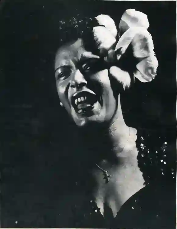 Jazz  singer  Billie  Holiday  in  the  Esquire  Jam  Session  at  the  Metropolitan  Opera  House,