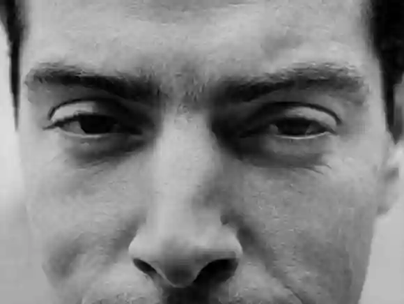 close  up  of  Yankee  Clipper  Joe  DiMaggio's  eyes  and  nose.Ralph  Morse/The  LIFE  Picture