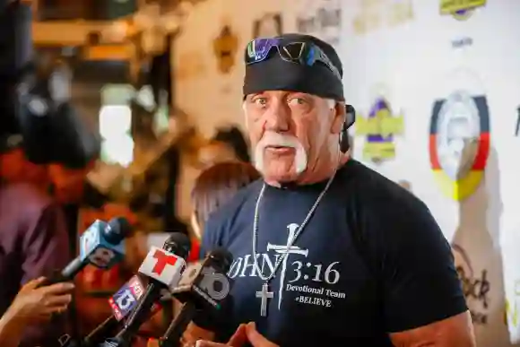 December 8, 2023, Tampa, Florida, USA: Tampa native Hulk Hogan, whose real name is Terry Bollea, speaks to reporters dur