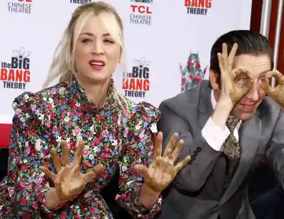 Kaley Cuoco and Simon Helberg at the handprints ceremony for 'The Big Bang Theory' held at the TCL C