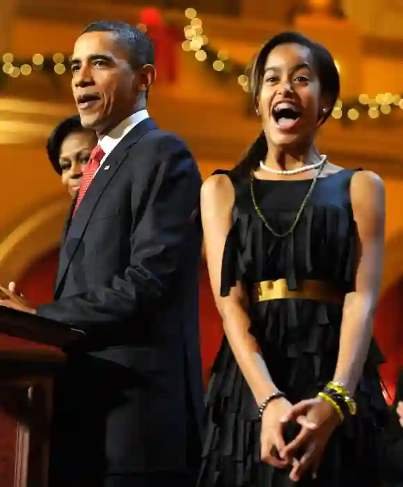 President Obama and family attend Christmas in Washington event US President Barack Obama prepares to make remarks after