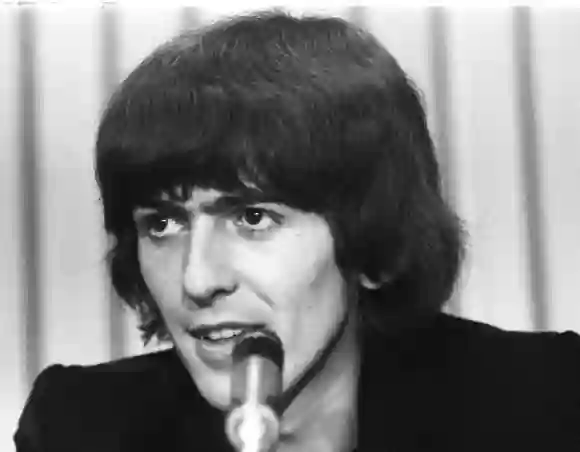 Syndication: The Register Guard George Harrison at a August 22, 1965 press conference at Portland Memorial Coliseum. Eug