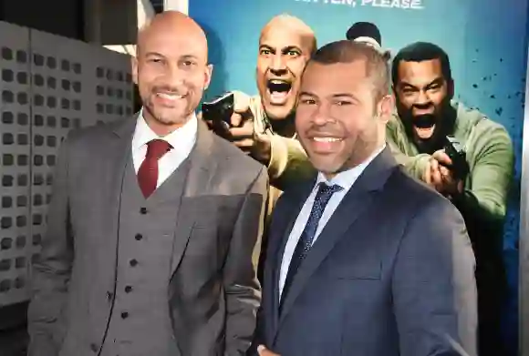 Keegan-Michael Key and Jordan Peele arrive at the premiere of Warner Bros. Keanu at the ArcLight Cinemas Cinerama Dome i