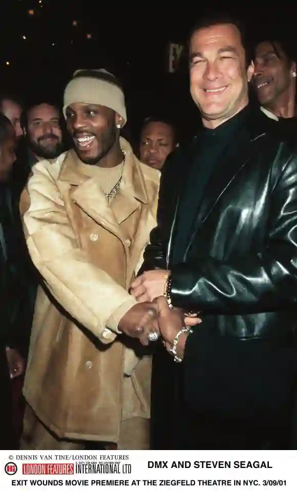 Dennis Van Tine/London Features 2001 Rapper DMX and Actor Steven Seagal, at the Exit Wounds Movie Premiere at the Zigfie