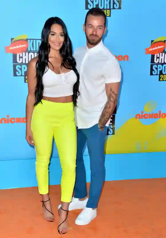 Artem Chigvintsev & Nikki Bella, SANTA MONICA, USA. July 11, 2019: Artem Chigvintsev & Nikki Bella at Nickelodeons Kids