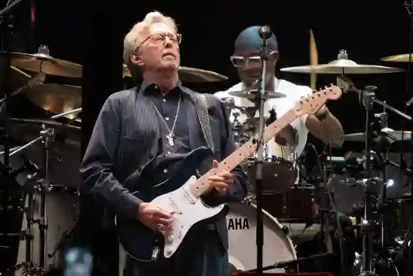 Eric Clapton performs with special guest Jimmie Vaughan at the Little Caesar's Arena in Detroit, Michigan on 9-10-2022